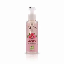 Alps rose water spray bottle in floral skincare setting