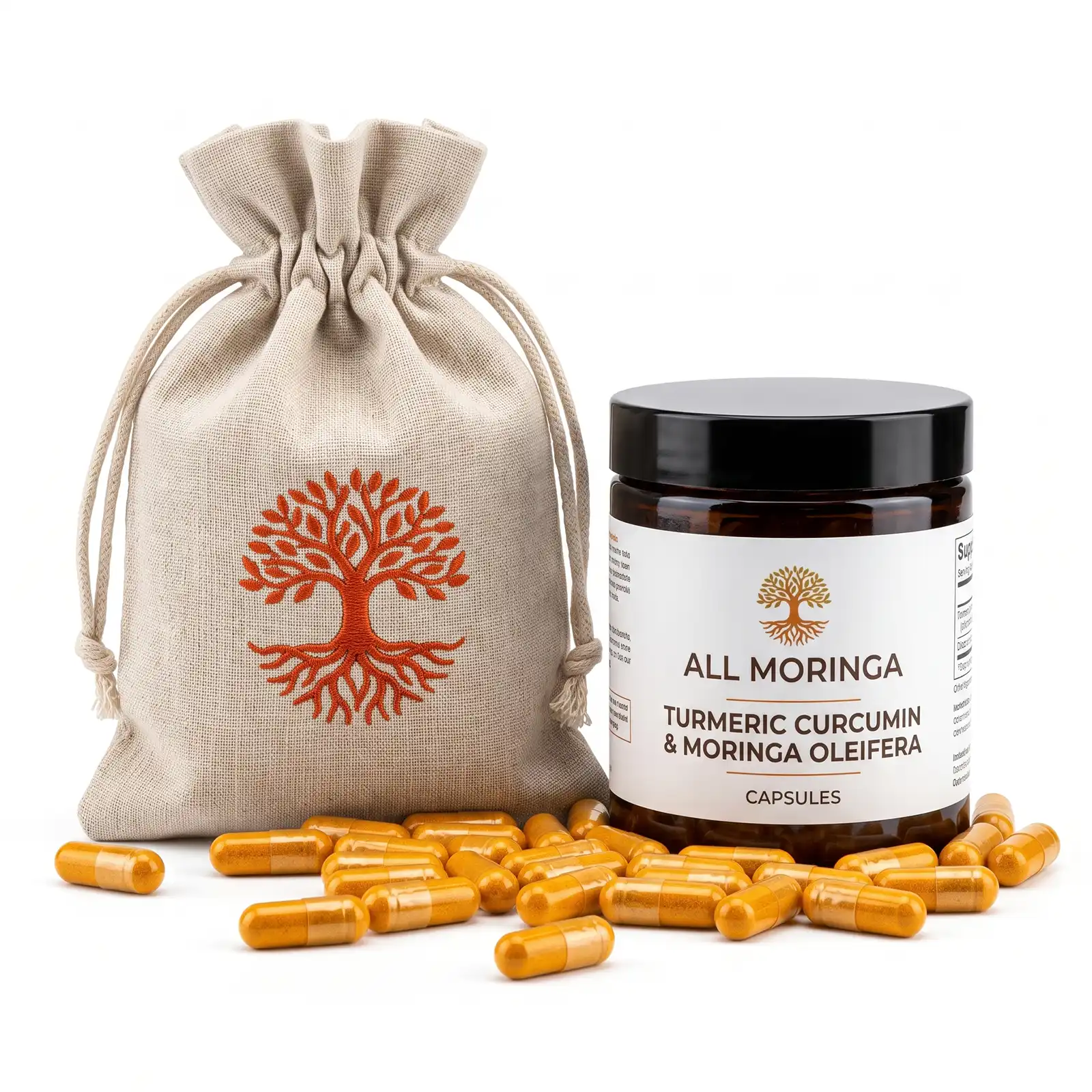 Organic Turmeric Curcumin Moringa Supplement Turmeric curcumin supplement with moringa capsules