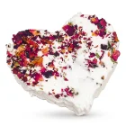 Rose heart bath bomb with rose petals and jojoba oil