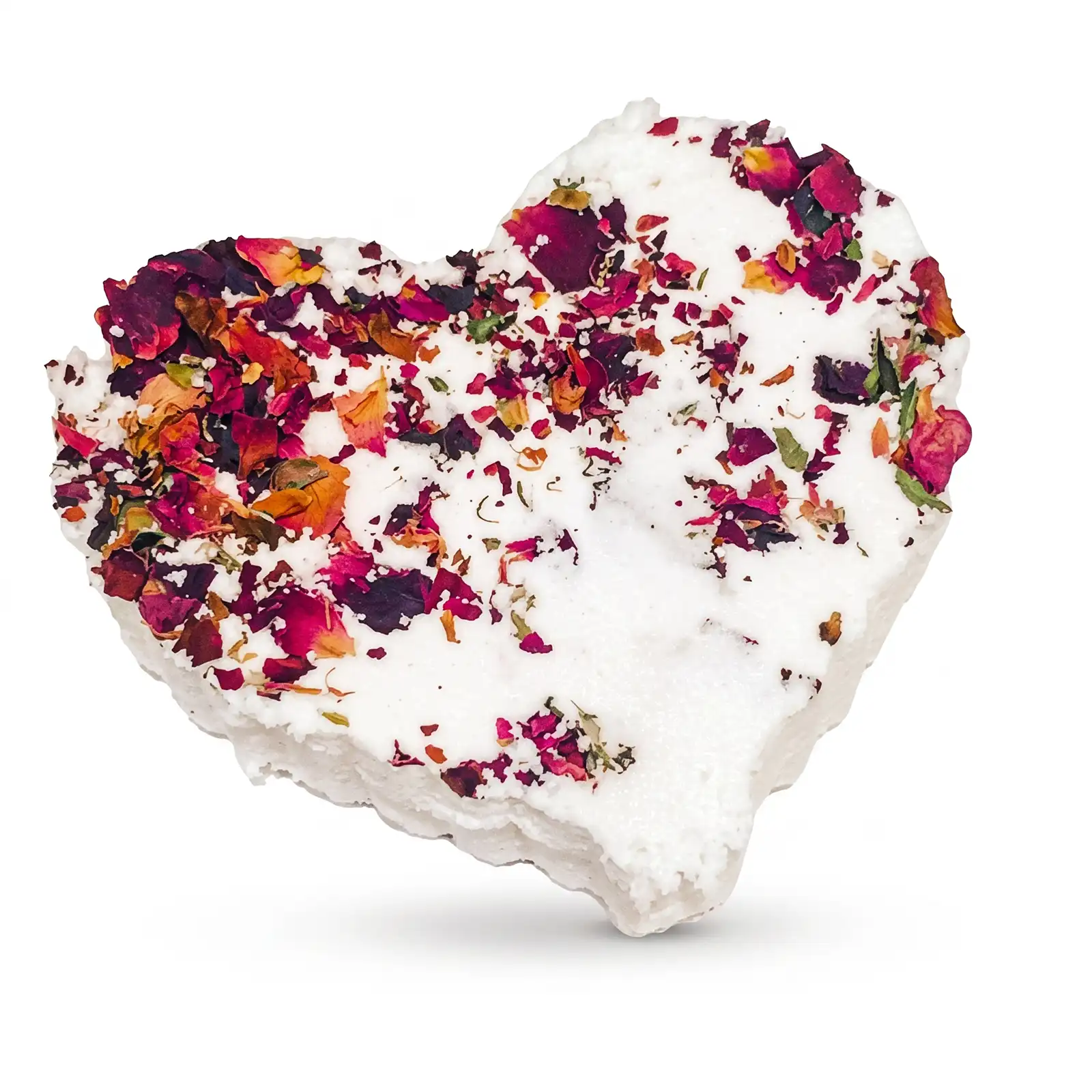 Rose Heart Bath Bomb with Rose Petals and Jojoba Oil Rose heart bath bomb with rose petals and jojoba oil