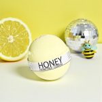 Lemon bath bomb with honeybee and citrus
